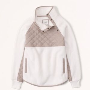 Abercrombie & Fitch Asymmetrical Snap-Up Fleece White Size Medium